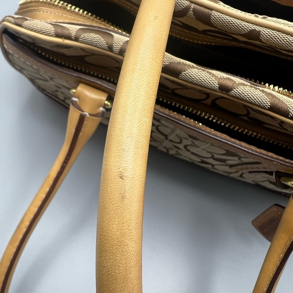 Coach Signature Canvas Top Handle Handbag Brown On Brown Classic Multiple Comp.. - Picture 9 of 14